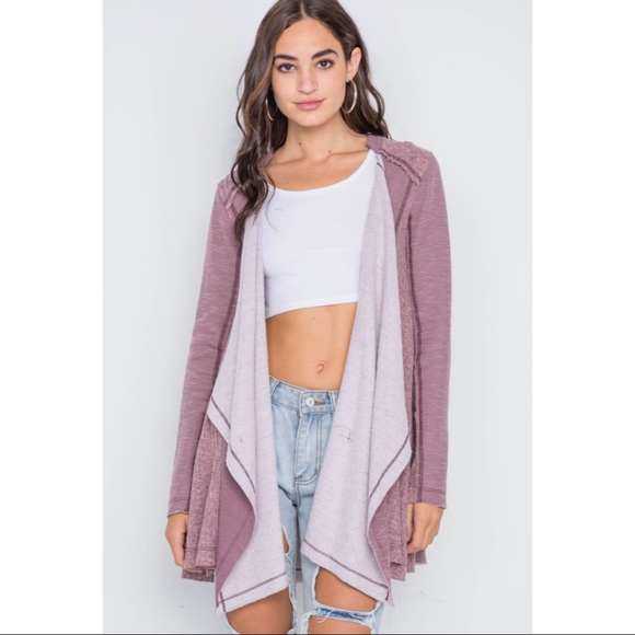 Drape Front Cardigan Sweatshirt - Picture 2 of 3